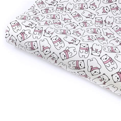 Pink Polar Bears Premium Faux Leather Fabric Sheets