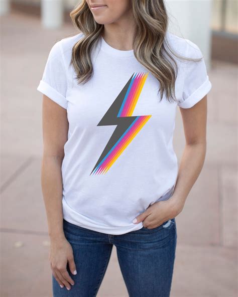 Lightning Bolt Tshirt Unisex Graphic Tees Womens Retro T Etsy