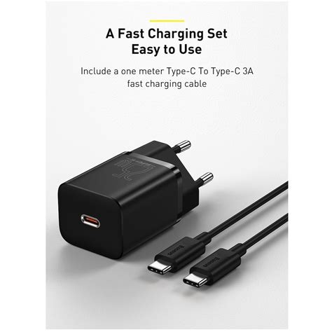 Baseus Super Si USB-C PD Wall Charger 25W (TZCCSUP-L01) - захранване за ...