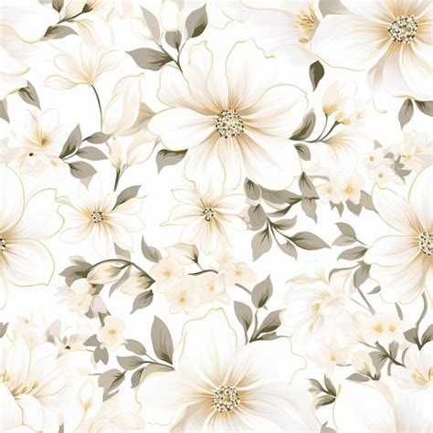 Premium AI Image | A wallpaper with flowers in yellow and white.