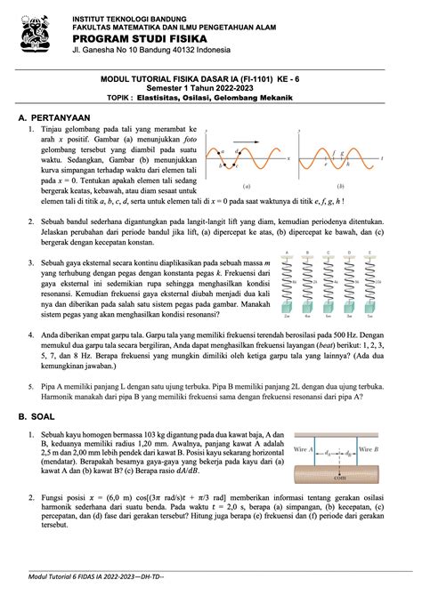 Tutorial Modul 6 Fisika 1a Itb Tahun 2022 2023 Mes Consulting