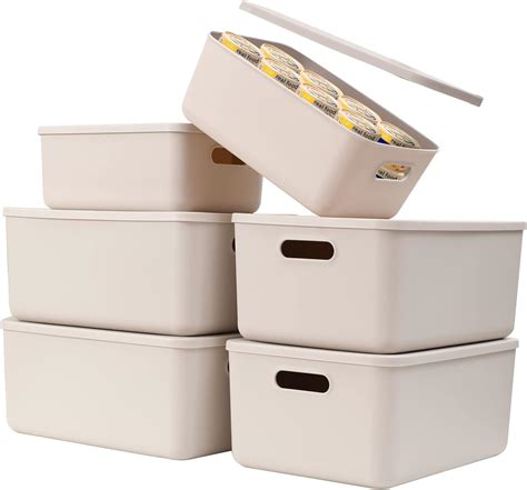 Amazon Yishyfier Plastic Storage Baskets With Lid Organizing