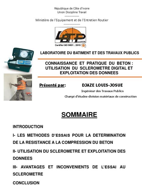 essai au sclerometre pour beton  beton ingenierie civile