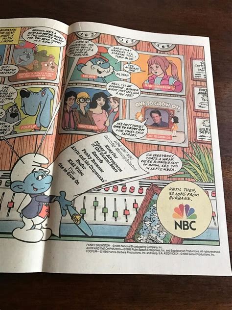 1986 VINTAGE 2PG PRINT AD FOR NBC SATURDAY MORNING CARTOON SMURFS PUNKY