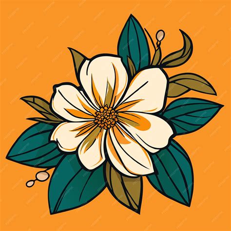 Premium Vector Closeup Shot Of An Orange Flower And Leaf Vector Illustration