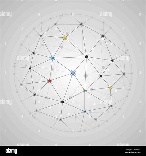 Vector Illustration Of Connected Lines And Dots Round Pattern Global