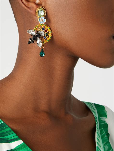 Majolica Crystal Embellished Earrings Dolce And Gabbana