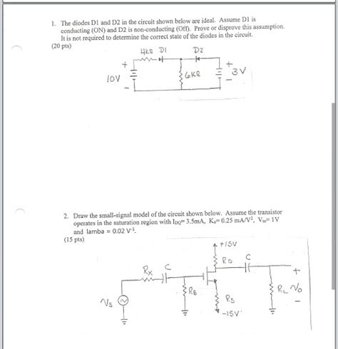 Solved 1 The Diodes DI And D2 In The Circuit Shown Below Chegg