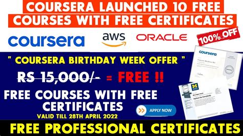 Coursera Birthday Offer 10 Free Courses With Free Certificate 100