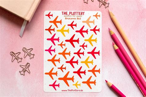 Sticker Sheet Flugzeug Rot Airplane Bullet Journal Stickers Planner