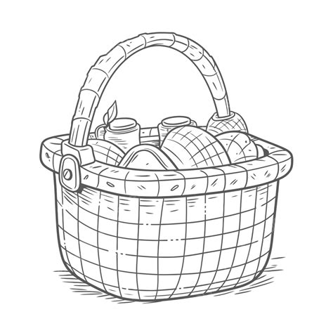 Free Image About Basket Coloring Pages Basket Drawing Illustration Of