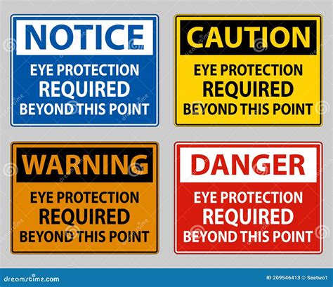 Eye Protection Required Beyond This Point On White Background Stock