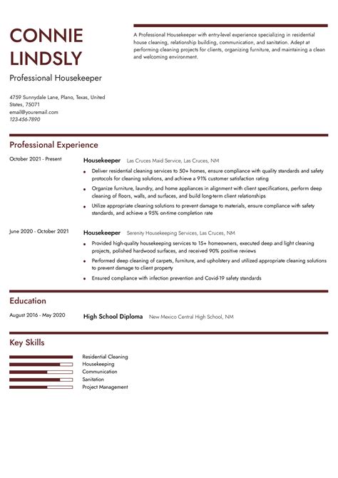 12 Housekeeper Resume Examples And Templates For 2024