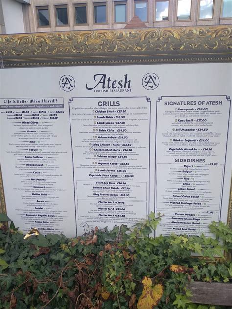 Menu at Atesh Turkish Restaurant (Croydon), Croydon