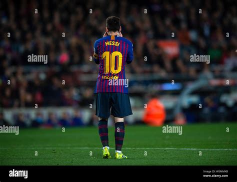 Lionel Messi Of Fc Barcelona Reacts During The 31st Round Match Of The