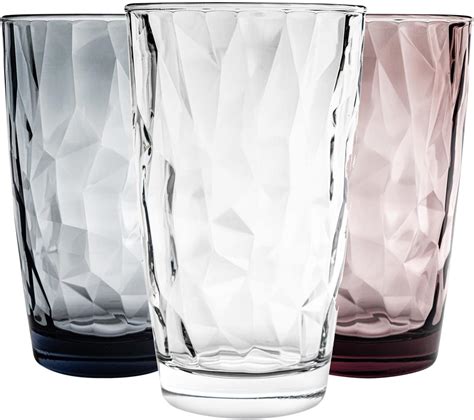 Bormioli Rocco Diamond Coloured Dimpled Cooler Glasses 470ml Set Of