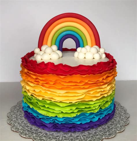 Rainbow Ruffle Cake Rainbow Birthday Cake Rainbow Cake Rainbow Layer Cakes