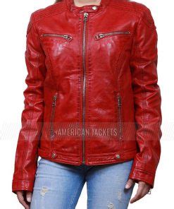 Womens Red Cafe Racer Real Leather Jacket Order Now