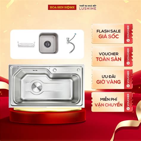 Bộ chậu rửa chén INOX 304 LUSHINE D001 chống ồn, chống hôi, bề mặt Nano ...