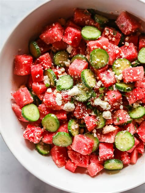 Watermelon Cucumber Salad Her Wholesome Kitchen