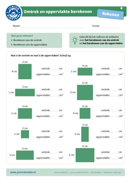 Werkbladen Maten Omtrek Oppervlakte En Inhoud