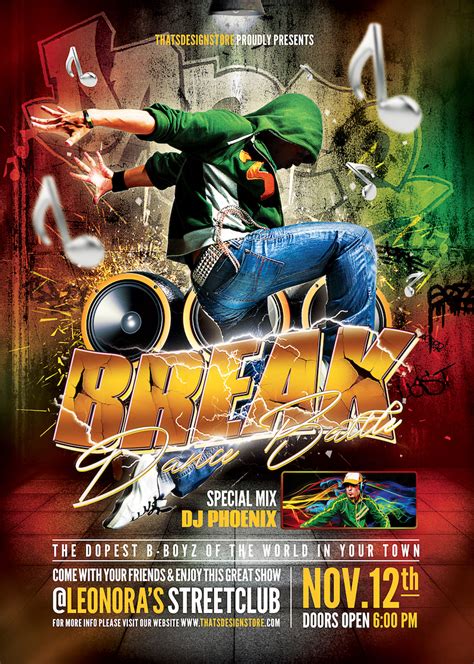 Break Dance Battle Flyer Template V2 - posters design for photoshop