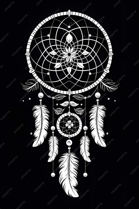 Dream Catcher Black And White Illustration Premium Ai Generated Image