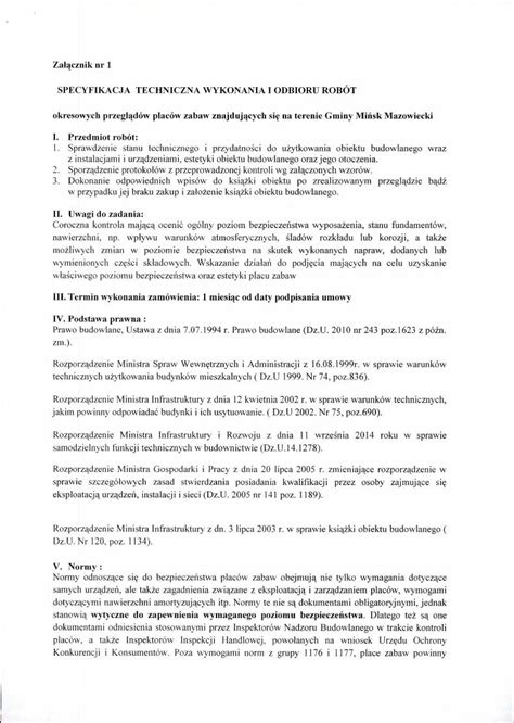 PDF specyfikacja jakim powinny odpowiadaé budynki i ich