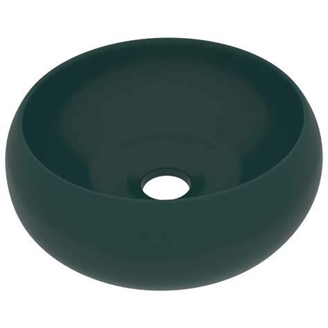 Lavabo de lujo redondo cerámica verde oscuro mate 40x15 cm Leroy Merlin