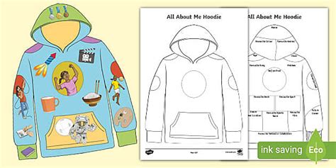 All About Me Hoodie Art Activity And Writing Frame Twinkl