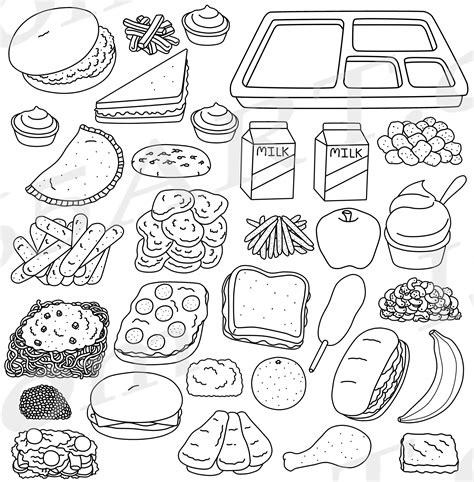 Cafeteria Food Clipart Graphics Set - Build A Lunch Tray - Clipart 4 School