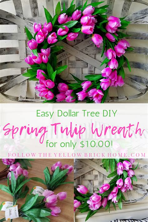 Follow The Yellow Brick Home Easy Dollar Tree Diy Spring Tulip Wreath