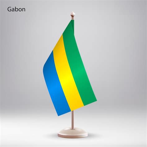 Premium Vector Flag Of Gabon Hanging On A Flag Stand