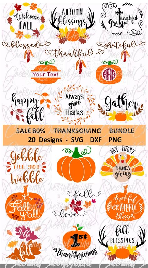 Thanksgiving Svg Bundle Fall Svg Bundle Pumpkin Svg For Cricut Etsy