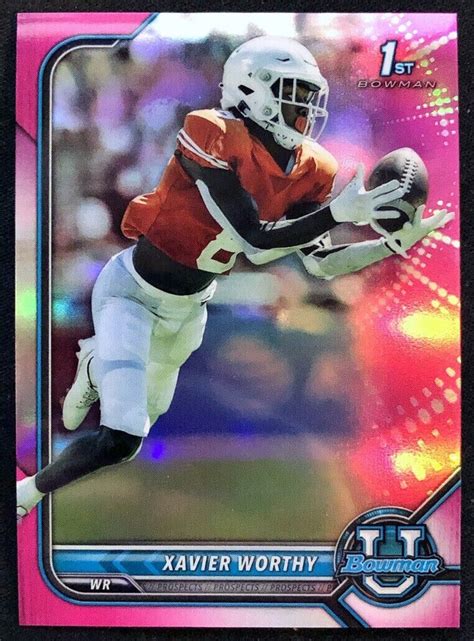 Xavier Worthy St Bowman Topps Pink Refractor Rookie Card