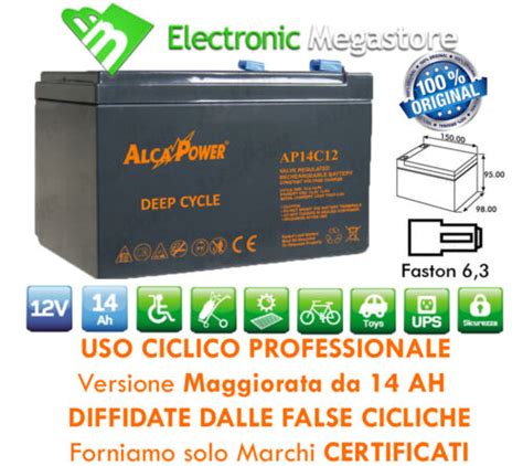 Batteria Ricaricabile Uso Ciclico Piombo V Volt Ah Per Bici