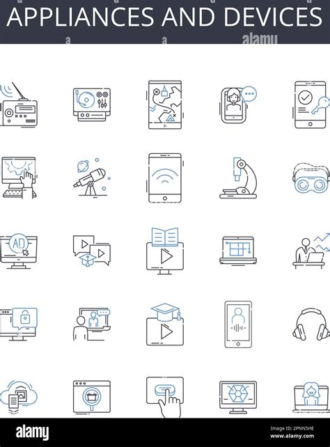 Appliances And Devices Line Icons Collection Tools And Gadgets Items