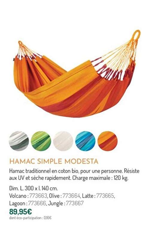 Promo Hamac Simple Modesta Chez Botanic Icatalogue Fr