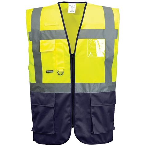 Portwest C476 Hi Vis Warsaw Executive Vest High Visibility Yellow Navy From Lawson His