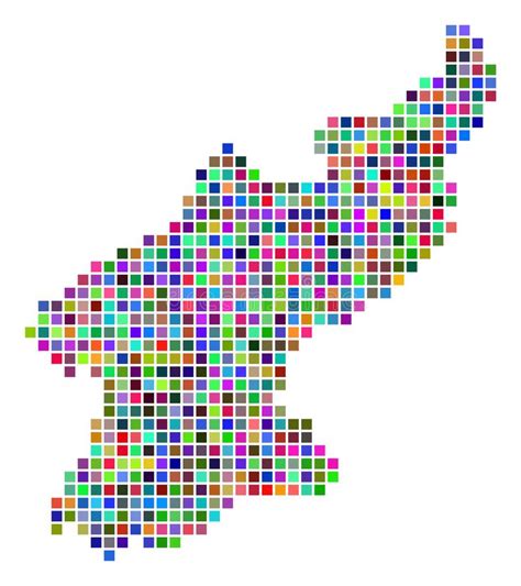 Mapa Multicolor De Dot North and South Korea Ilustración del Vector