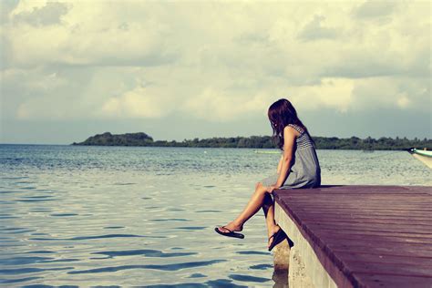 Alone Girl Sitting