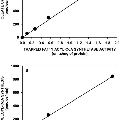 Dependence Of The Initial Rates Of Oleate Uptake A And Oleoyl Coa Download Scientific Diagram