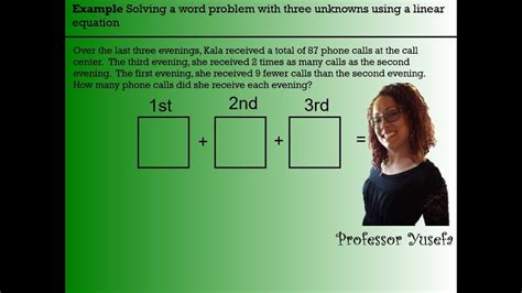 Solve Word Problem With Unknowns Example Youtube