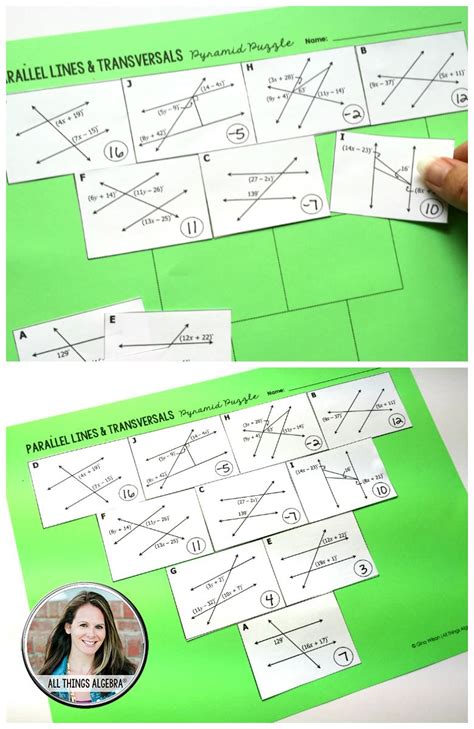 Parallel Lines And Transversals Pyramid Puzzle