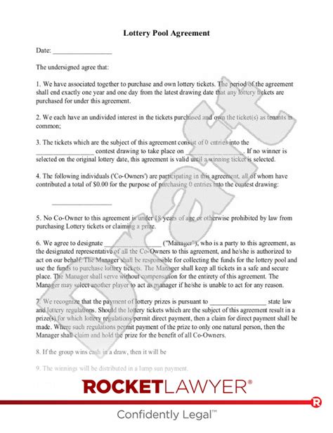 Free Lottery Pool Contract Template And Faqs Rocket Lawyer