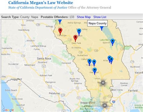 Halloween Safety Map 133 Sex Offenders In Napa County Napa Valley CA Patch
