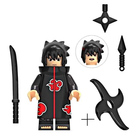 Bloco De Montar Sasuke Boneco Akatsuki Renegado Ninja Anime Naruto