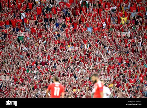 Wales Fans Celebrate In The Stands As They Watch Their Side Lead 2 0