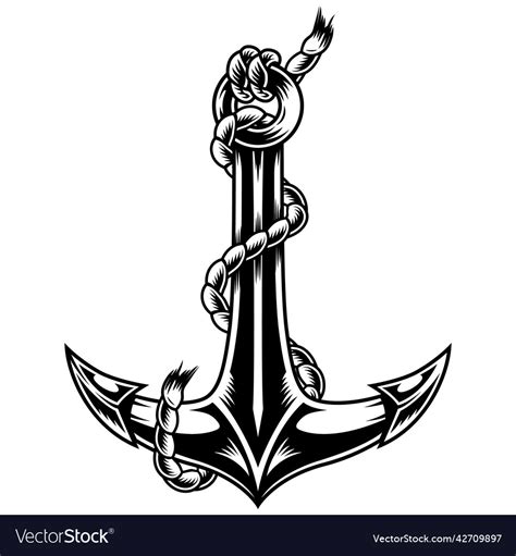 Vintage monochrome ship anchor Royalty Free Vector Image