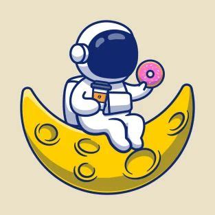 Cute Astronaut With Donut And Coffee On Moon By Catalyst Stuff Cute